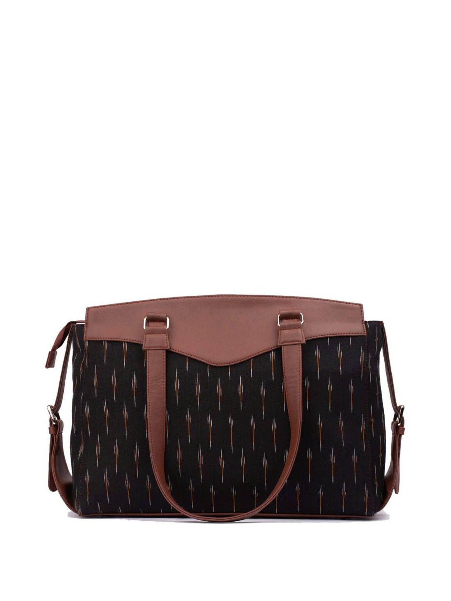 Zouk Ikat Black Jute Printed Tote Handbag