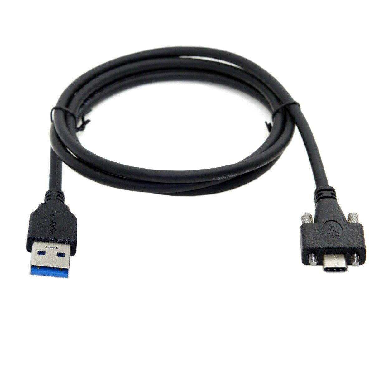USB 3.0 Male to USB 3.1 Type-C USB-C Connector Data Cable 1.2m with Panel Mount Dual Locking Screws