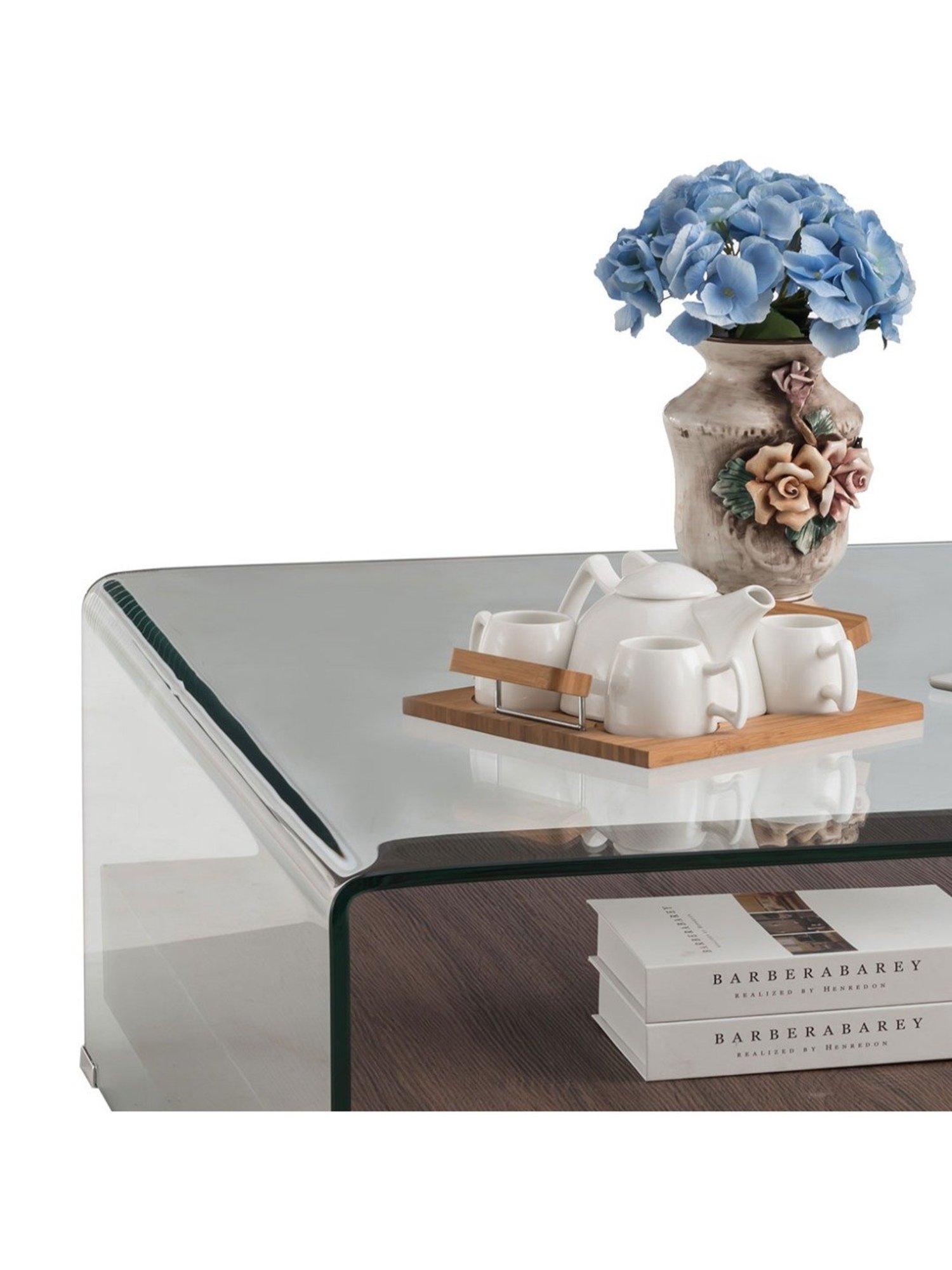 Durian Cole Transparent Glass Standard Size Coffee Table