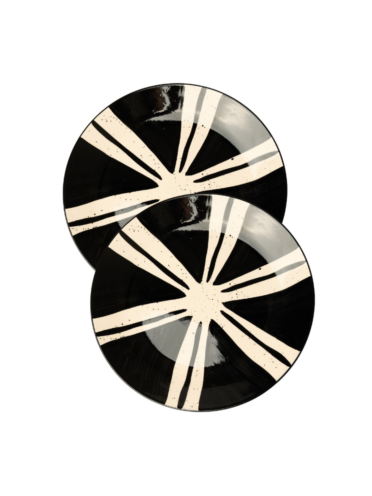 BlackCarrot Black & White Ceramic Dinner Plates - Set of 2