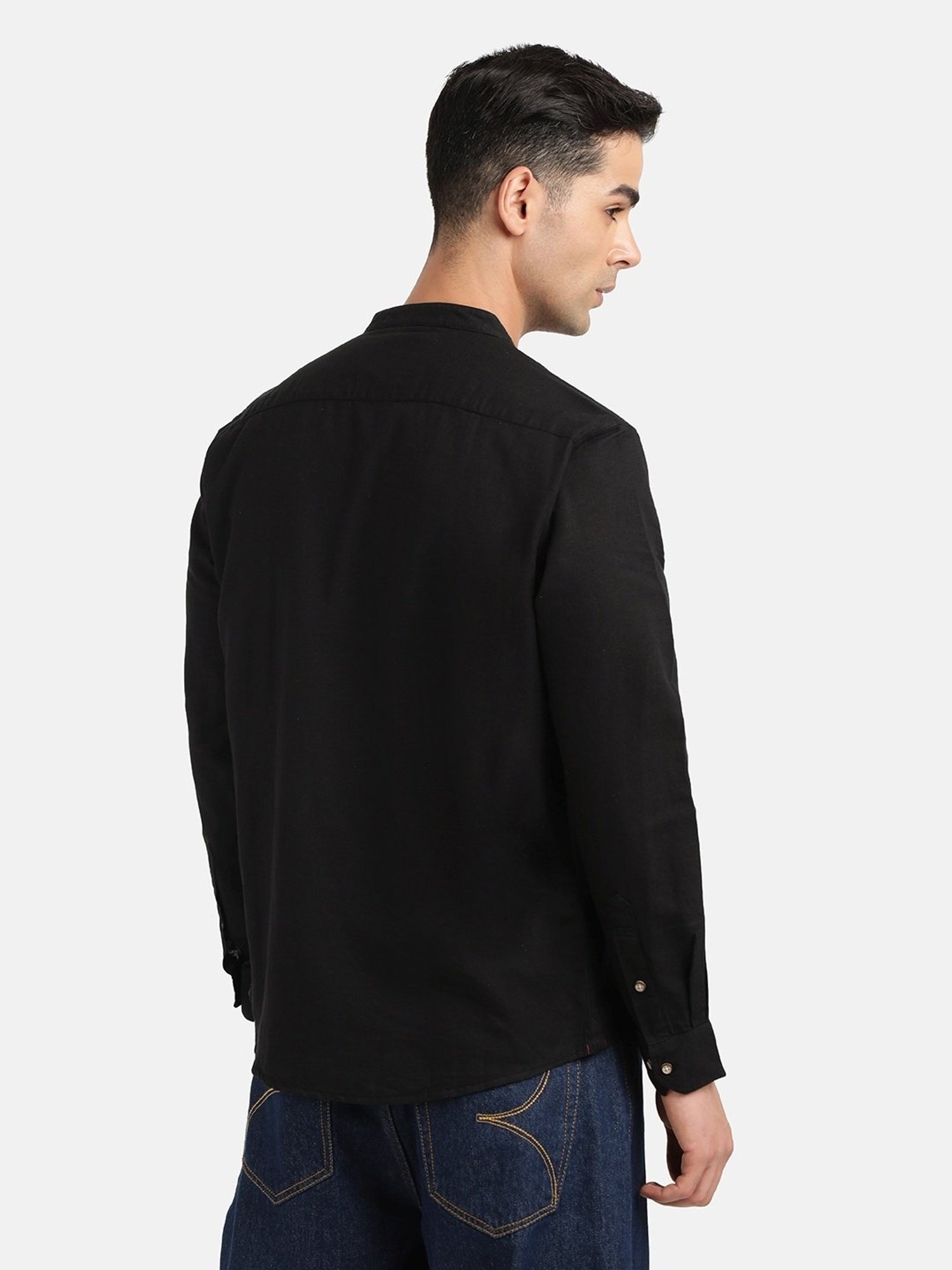 Bene Kleed Black Regular Fit Cotton Linen Shirt