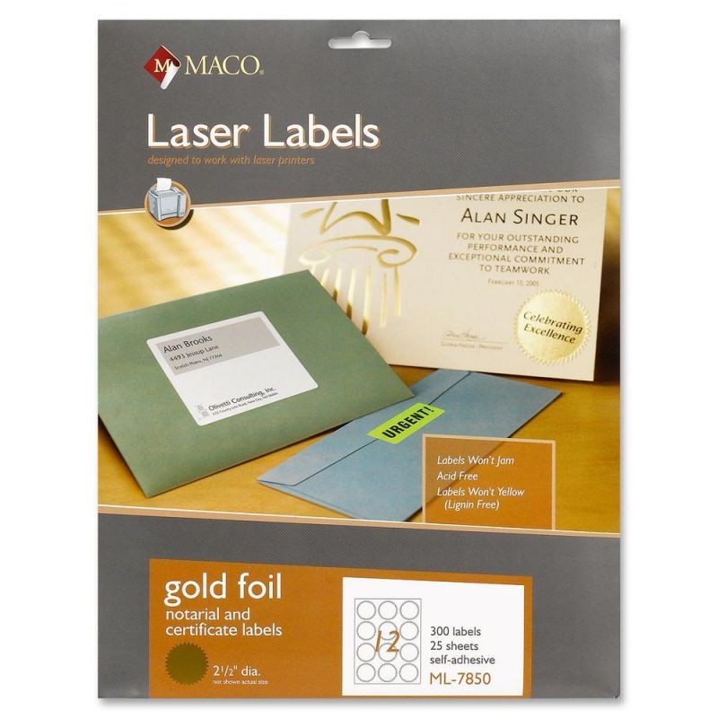 Maco Round Foil Laser Label 300 EA/PK