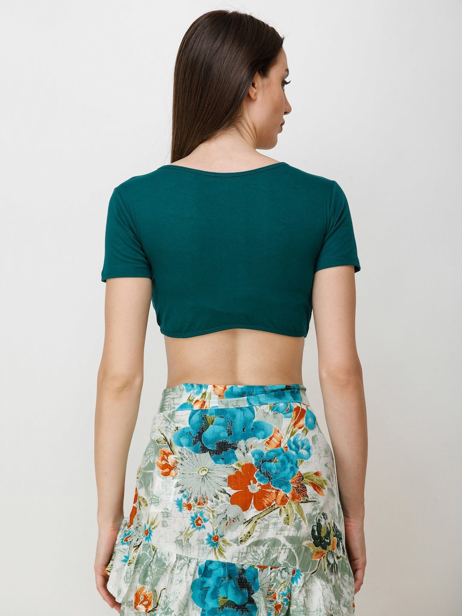 Scorpius Teal Regular Fit Crop Top
