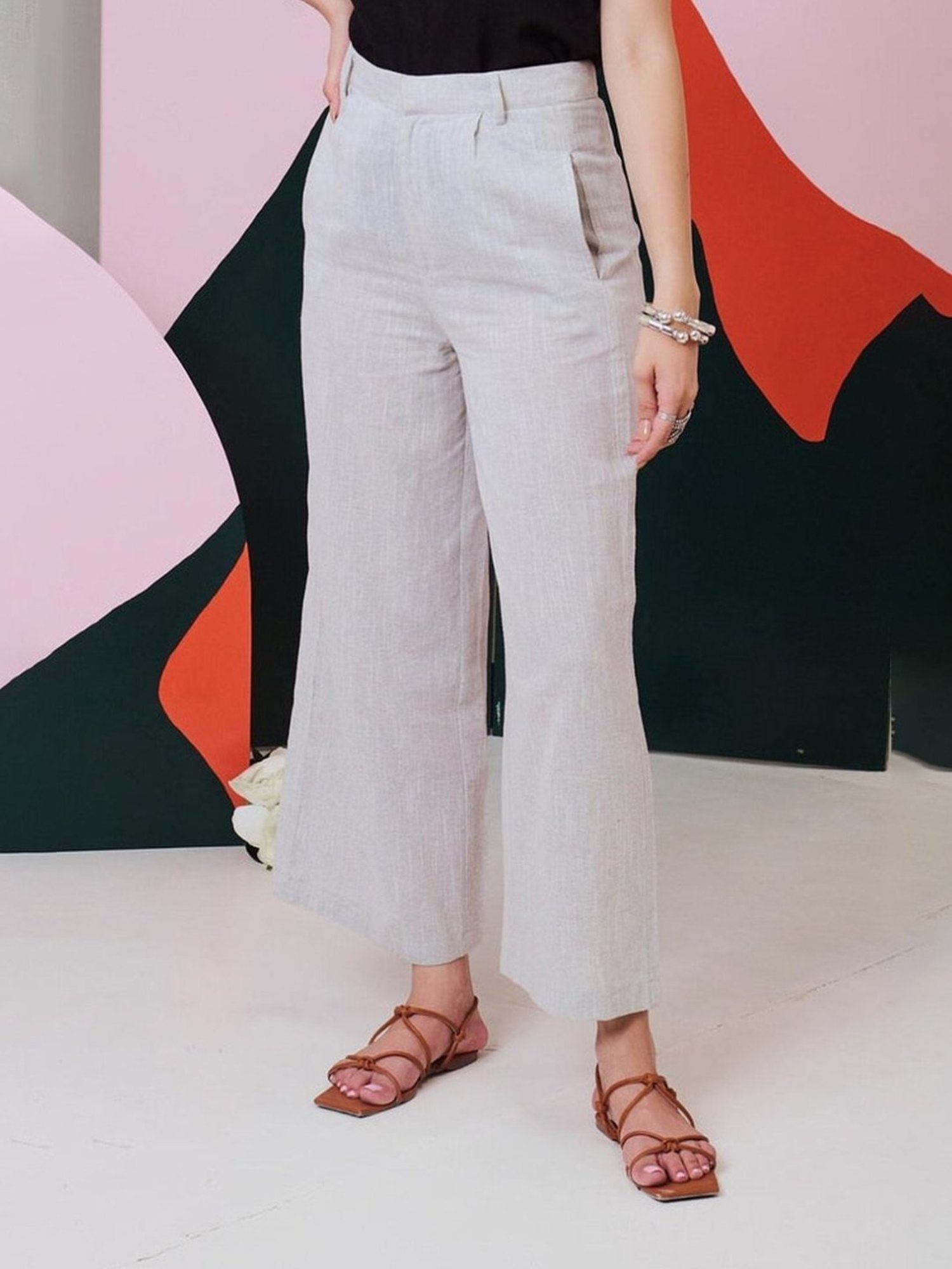 Gulaal Grey Cotton Flared Pant