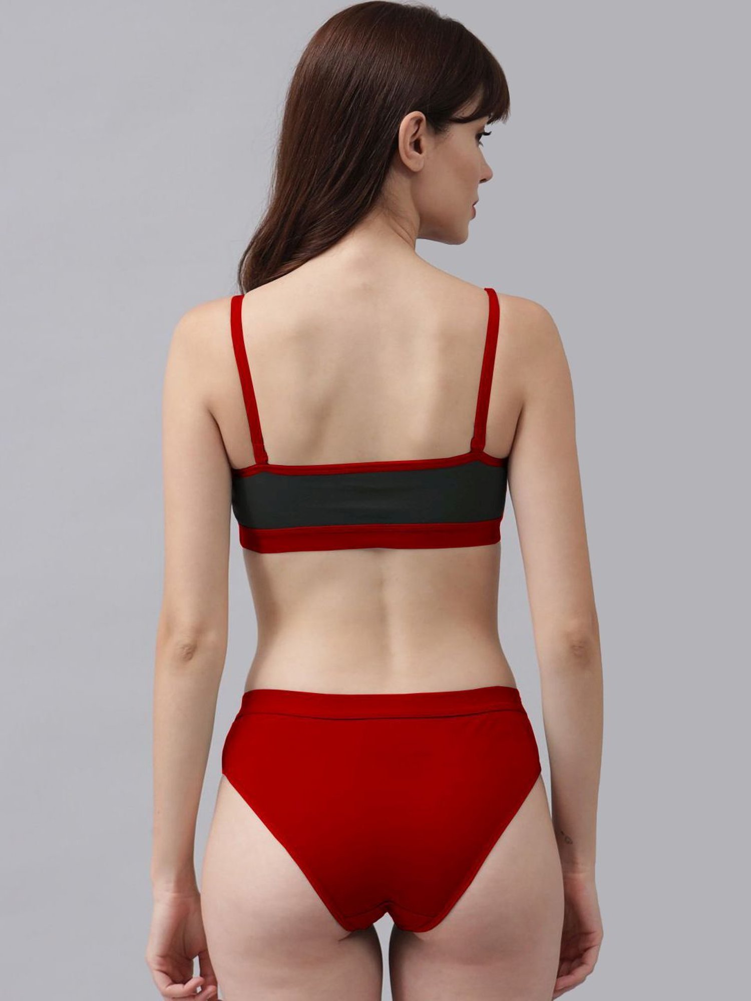 AROUSY Red Cotton Bra Panty Set