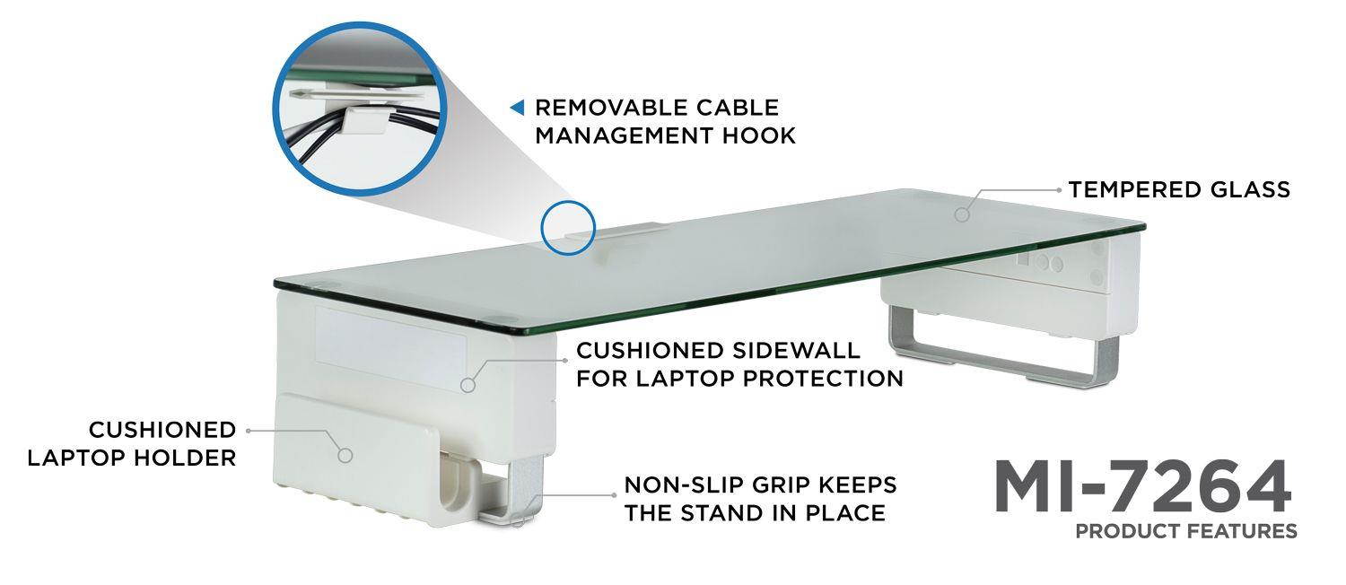 Mount-it! Glass Monitor Stand Clear Tempered Glass Fits 24-32 Inch Screens