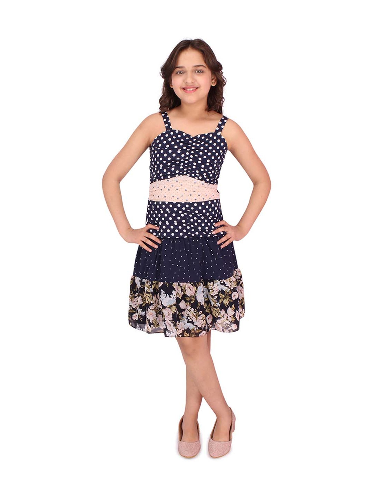 Cutecumber Kids Navy Floral Print Dress