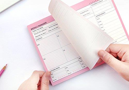PAPERIAN Weekly Manager - Undated Weekly Desk Pad Scheduler, Planner (Weekly, Bubblegum Pink)