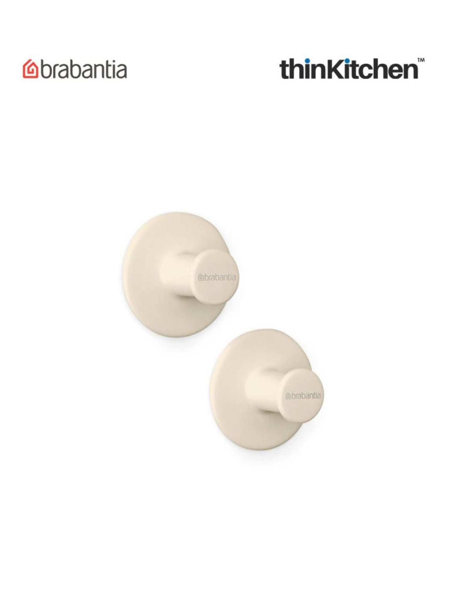 Brabantia Beige Plastic Renew Towel Hooks - Set of 2