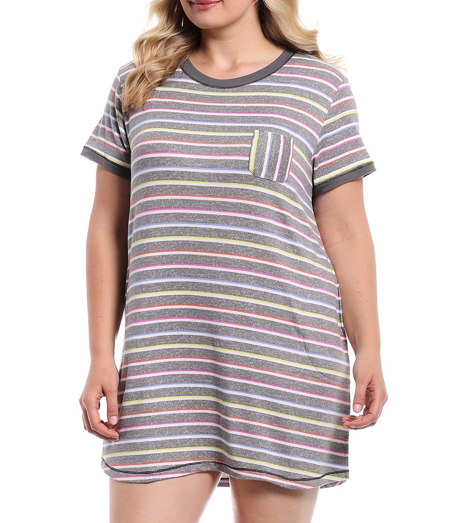 Rya Plus Darling Scoop Neck Charmeuse & Lace Solid Chemise