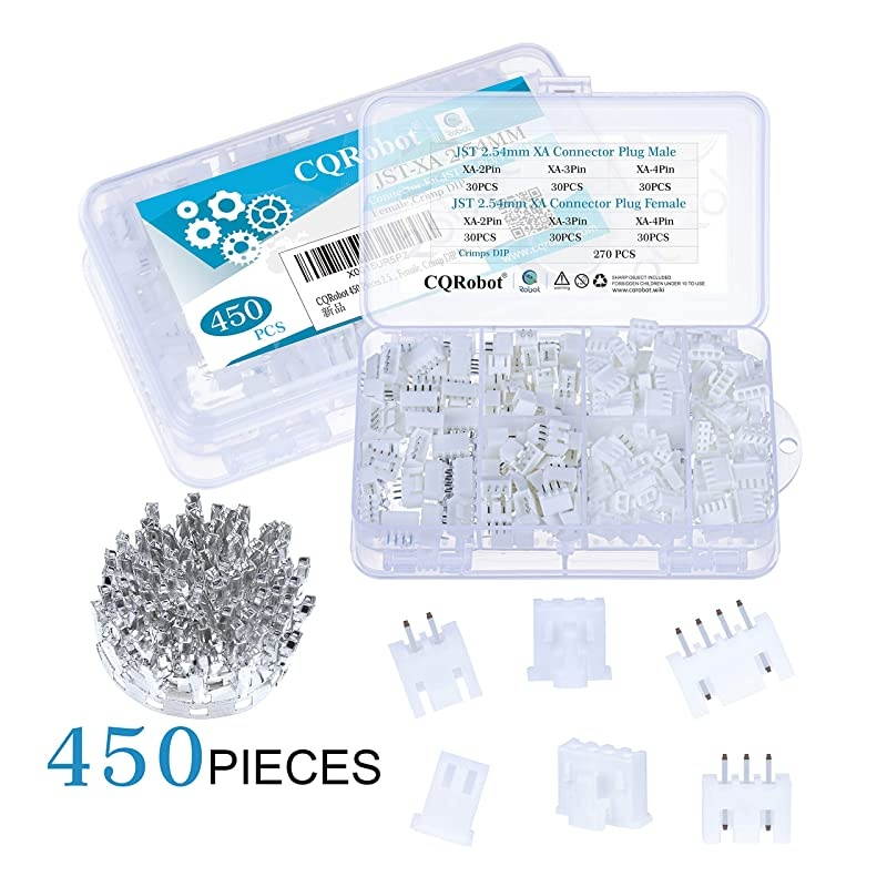450 Pieces 254mm JSTXA JST Connector Kit 254mm Pitch Female Pin Header JST XA 23 4 Pin Housing JST Adapter Cable Connector Socket Male and Female Crimp DIP Kit