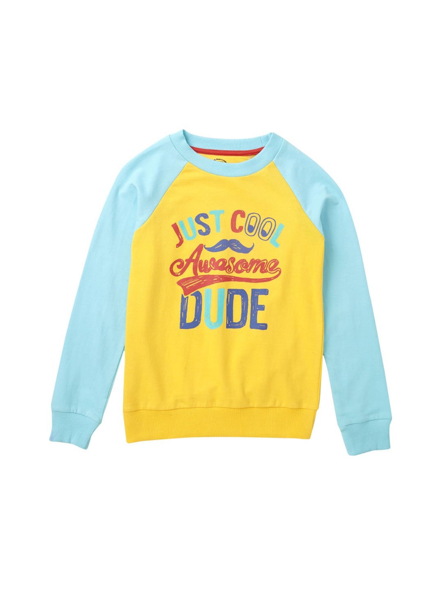 Cub McPaws Kids Yellow & Blue Graphic Print Sweatshirt