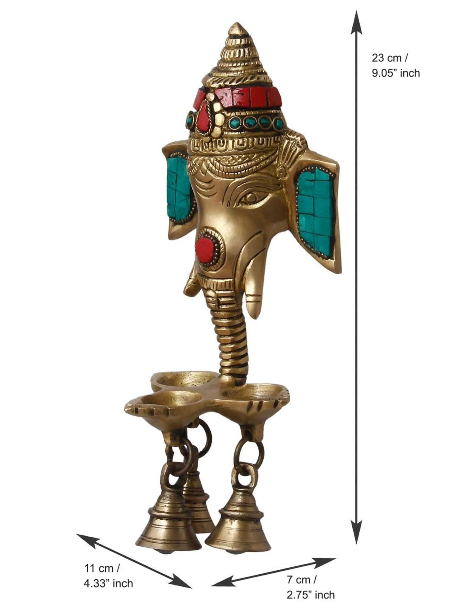 eCraftIndia Golden Brass Lord Ganesha Wall Hanging Decorative Diya - Set of 1