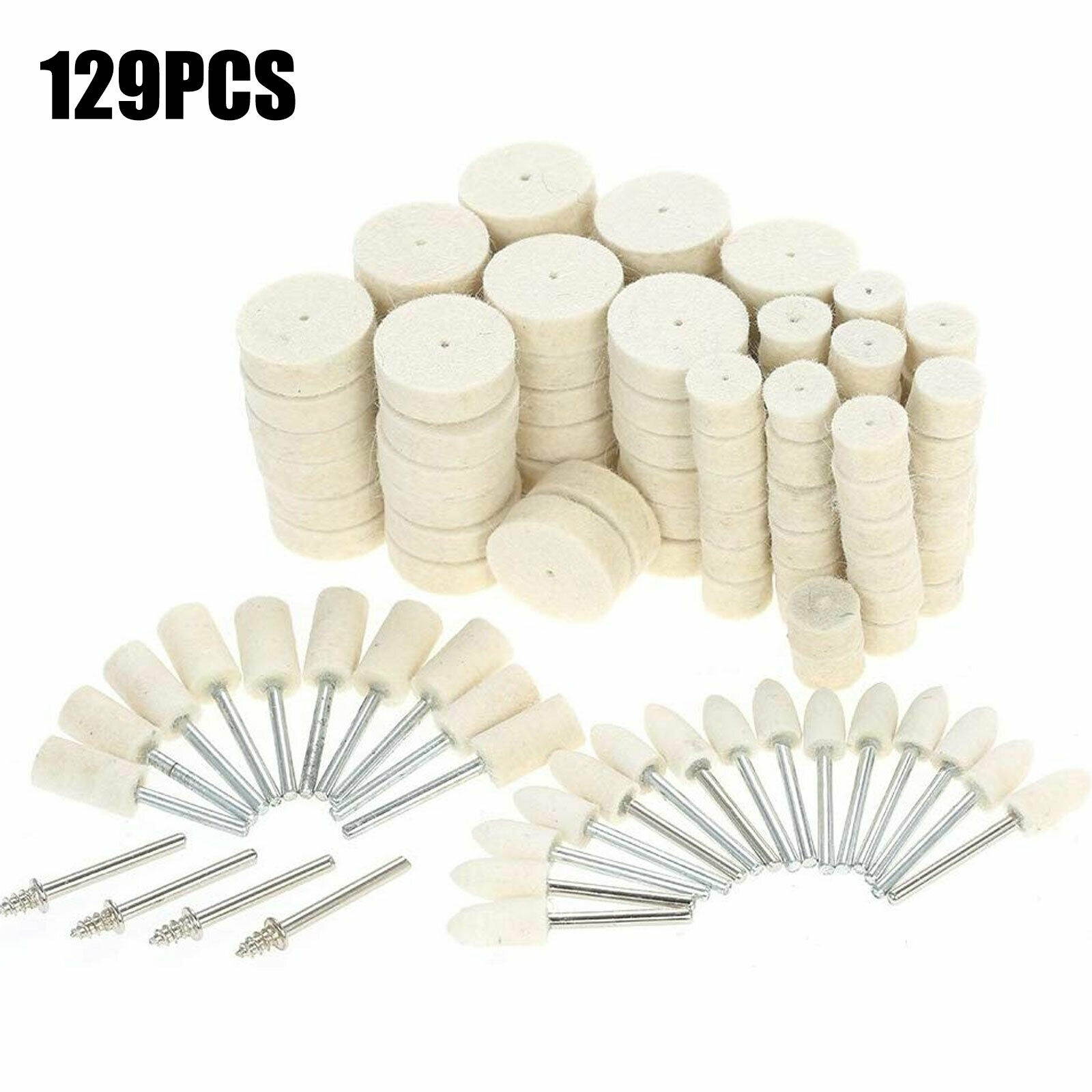 129Pcs/Set Wool Felt Polishing Buffing Pads Waxing Head Wheel Dremel Accessories
