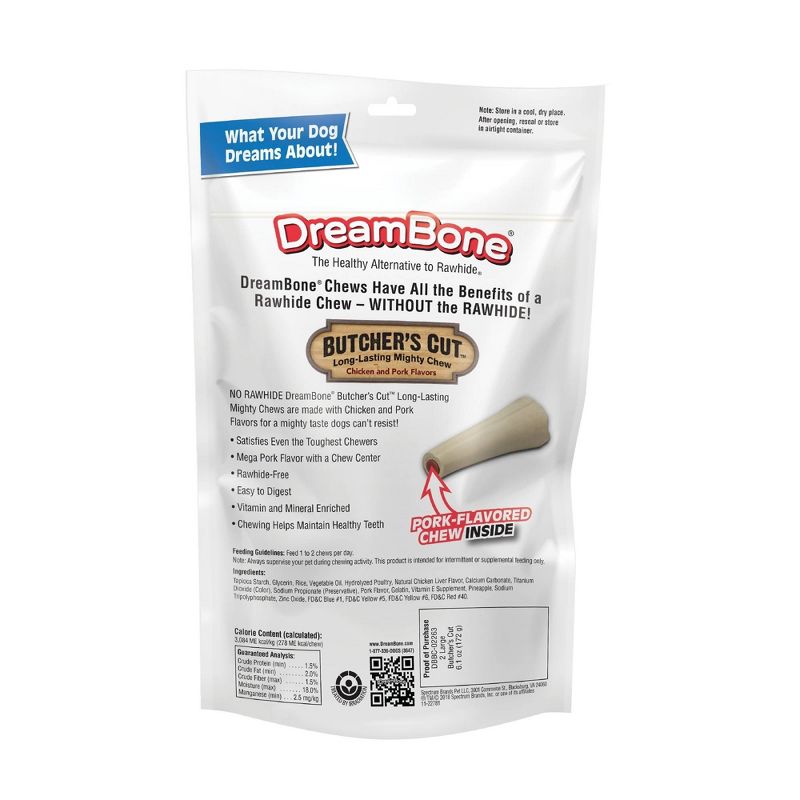 DreamBone Butcher's Cut Long Loasting Mighty Chew Pork Flavor Chews Dog Treats - 2ct