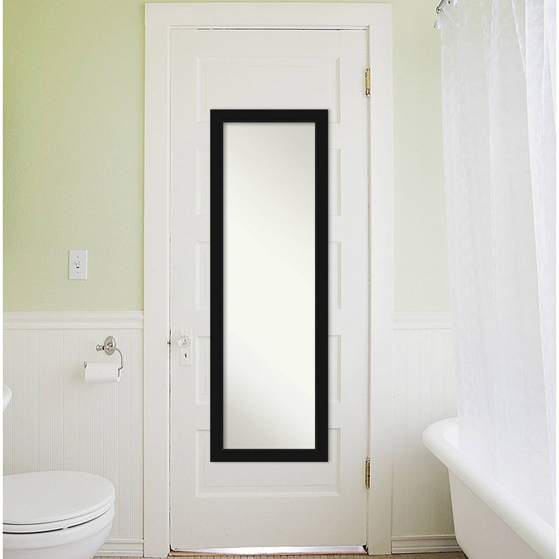 17" x 51" Avon Framed Full Length On the Door Mirror Black - Amanti Art