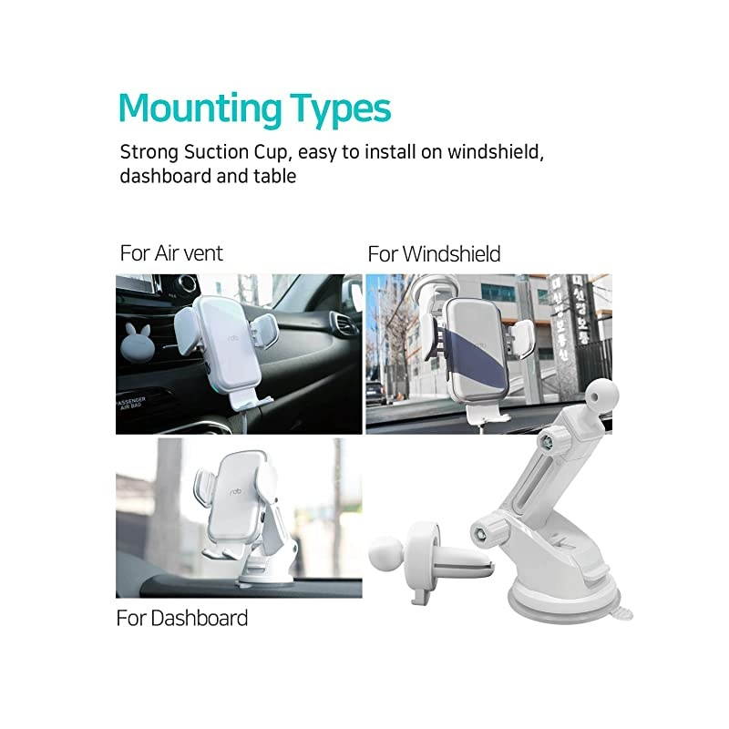 Wireless Car Charger 15W Qi Fast Charging Auto Clamping Mount Windshield Dashboard Air Vent Phone Holder Compatible with iPhone 11 Pro Max XS XR X 8 Plus Samsung S10 S9 S8Pure White