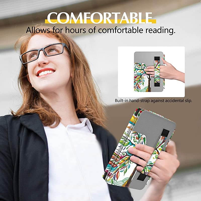 Case Fits AllNew K i n d l e 10th Generation 2019 Release 8th Generation 2016 PU Leather Ultra Lightweight Slim Smart Cover with Hand Strap amp Pocket Auto SleepWake Lucky Tree