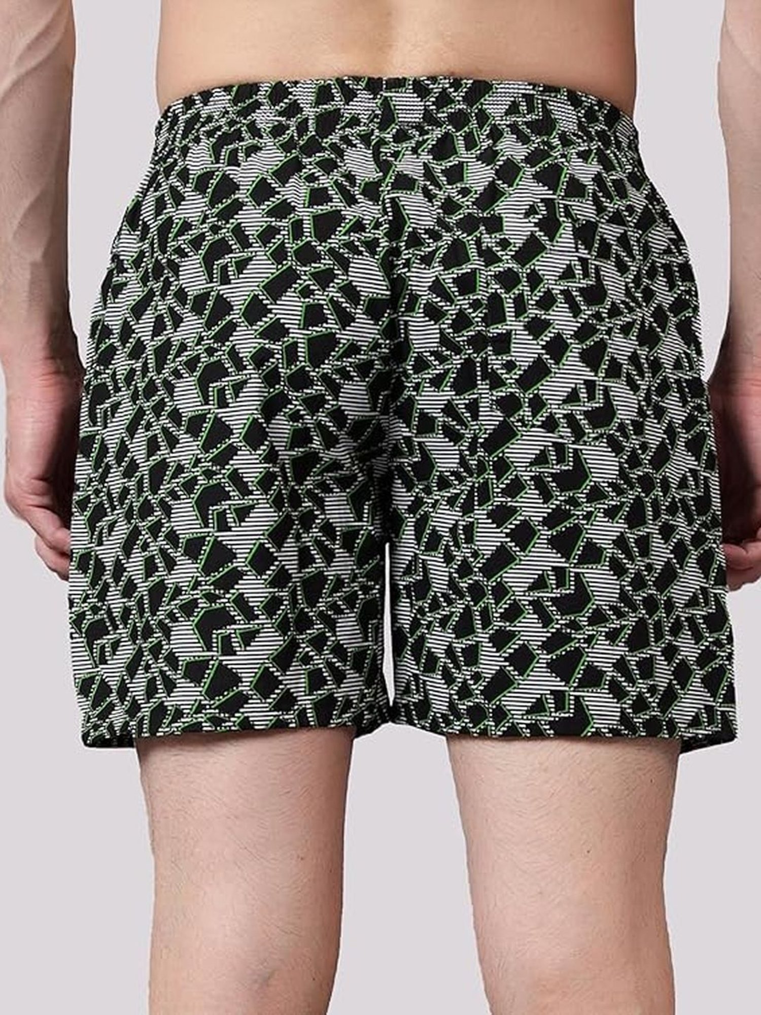 Freecultr Black Cotton Regular Fit Printed Lounge Shorts