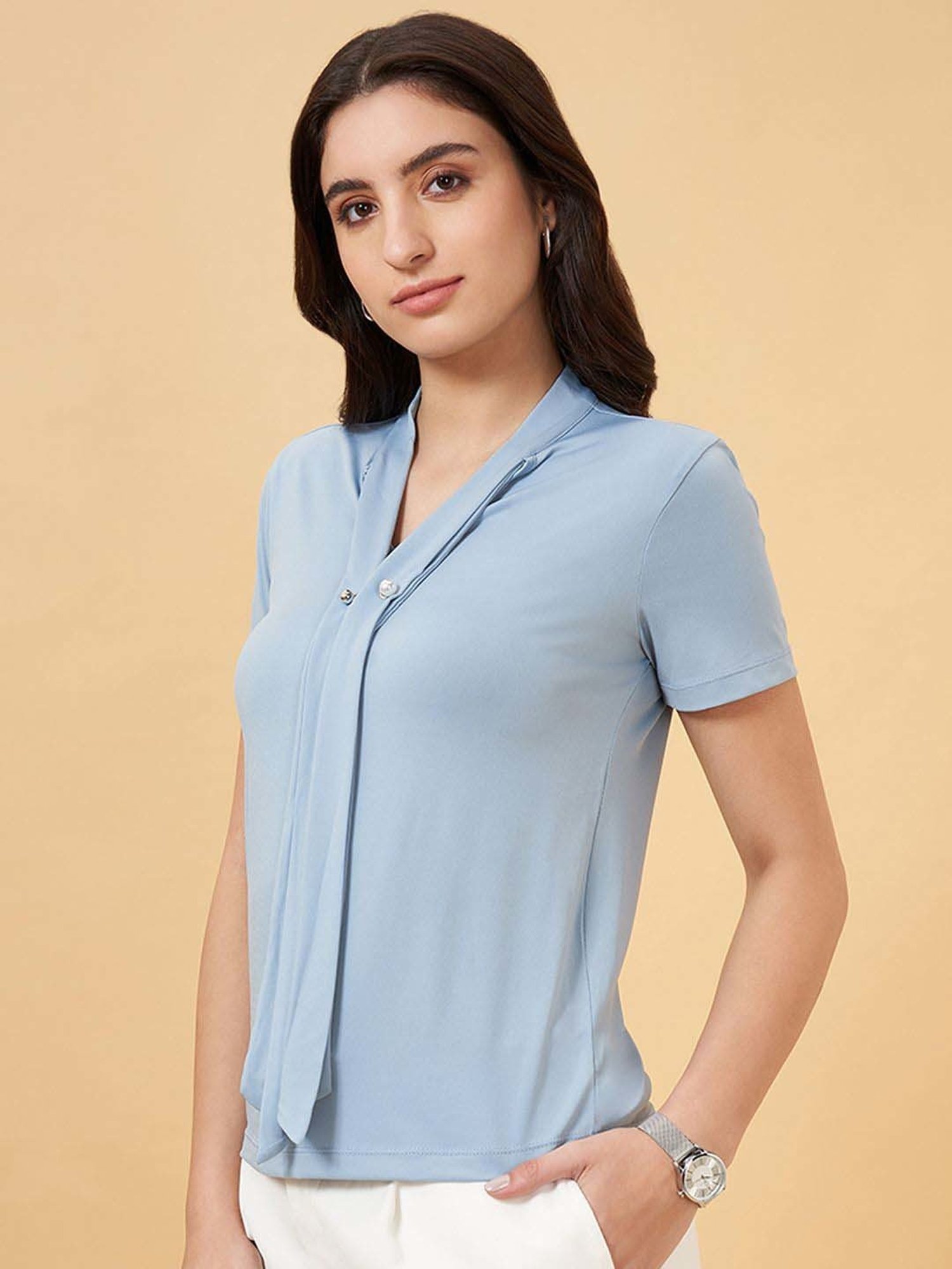 Annabelle by Pantaloons Blue Plain Top