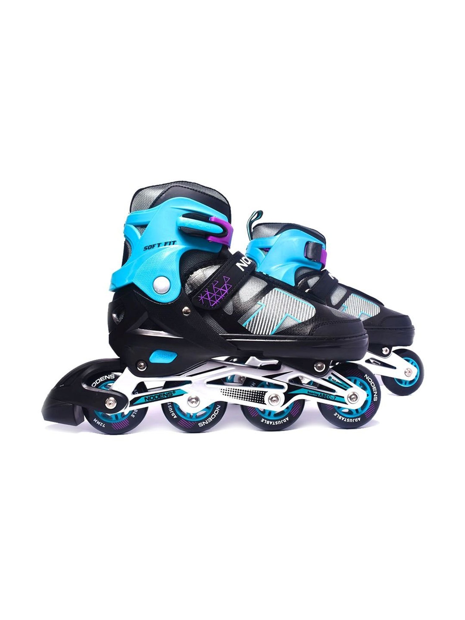 NODENS Black & Sky Blue Adjustable Inline Skates (Pair of 2)