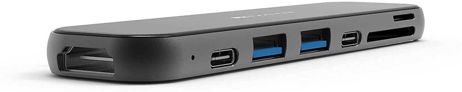 USB C Hub, Feeltek Jet Glass 7 in 2 USB C Hub with Duo USB C connectors. [ for MacBook Pro ] [ HDMI | USB 3.0 x 2 | SD & TF Reader ]