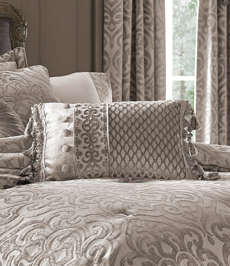 J. Queen New York Sicily Beaded Tasseled Pieced Boudoir Pillow