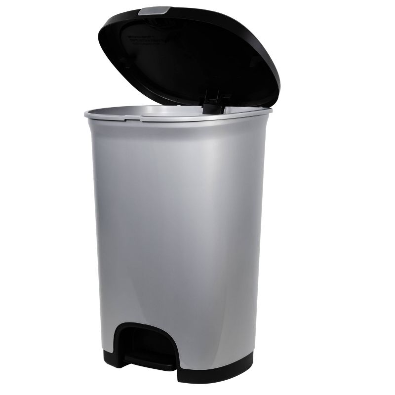 Hefty Select 12.7gal Lock Waste Step Trash Can Silver