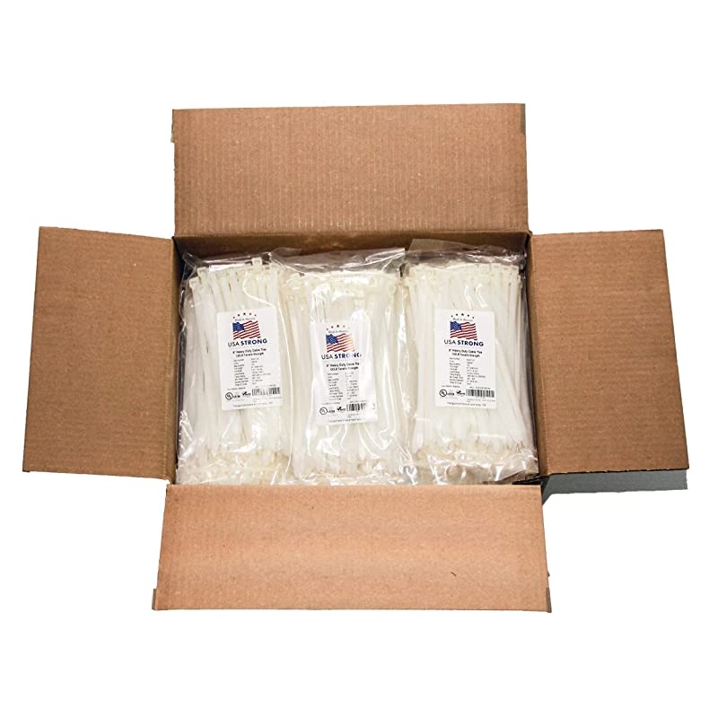 Duty Cable Zip Ties. Durable strong nylon tie wraps, 120 LB Tensile Strength (9 Inch 100 Pack, White)
