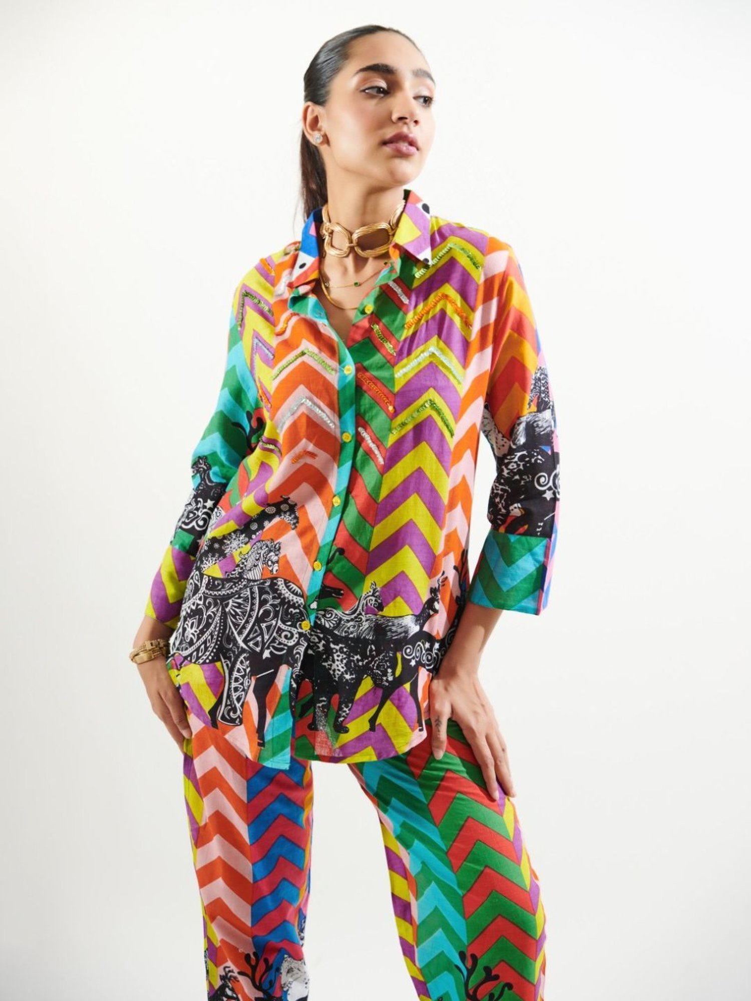 Cin Cin Multicolor Najaat Sarang Shirt With Pant