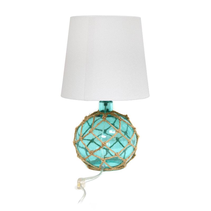 Buoy Rope Nautical Netted Coastal Sea Glass Table Lamp Aqua - Elegant Designs