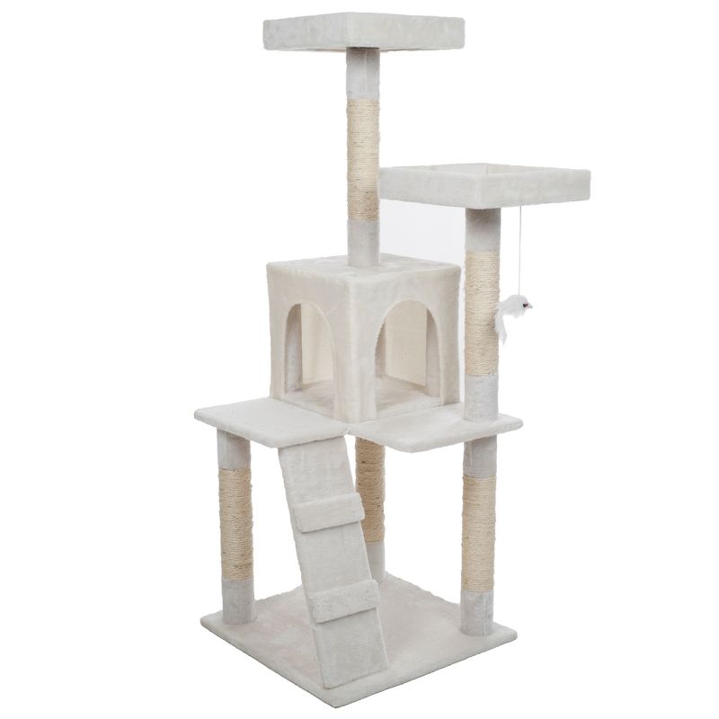 Petmaker Sleep and Play Cat Tree - 4 ft - White