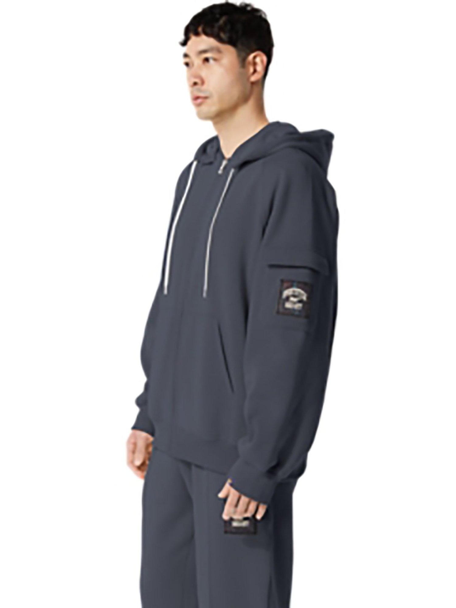 Asics Grey Full Sleeves Hooded Sweatshirt