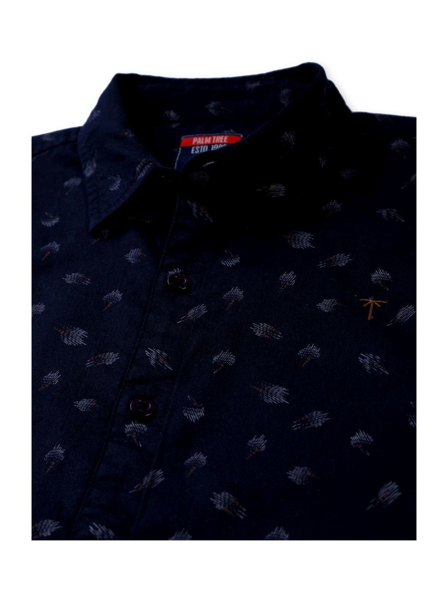 Palm Tree Kids Navy Cotton Printed Shirt
