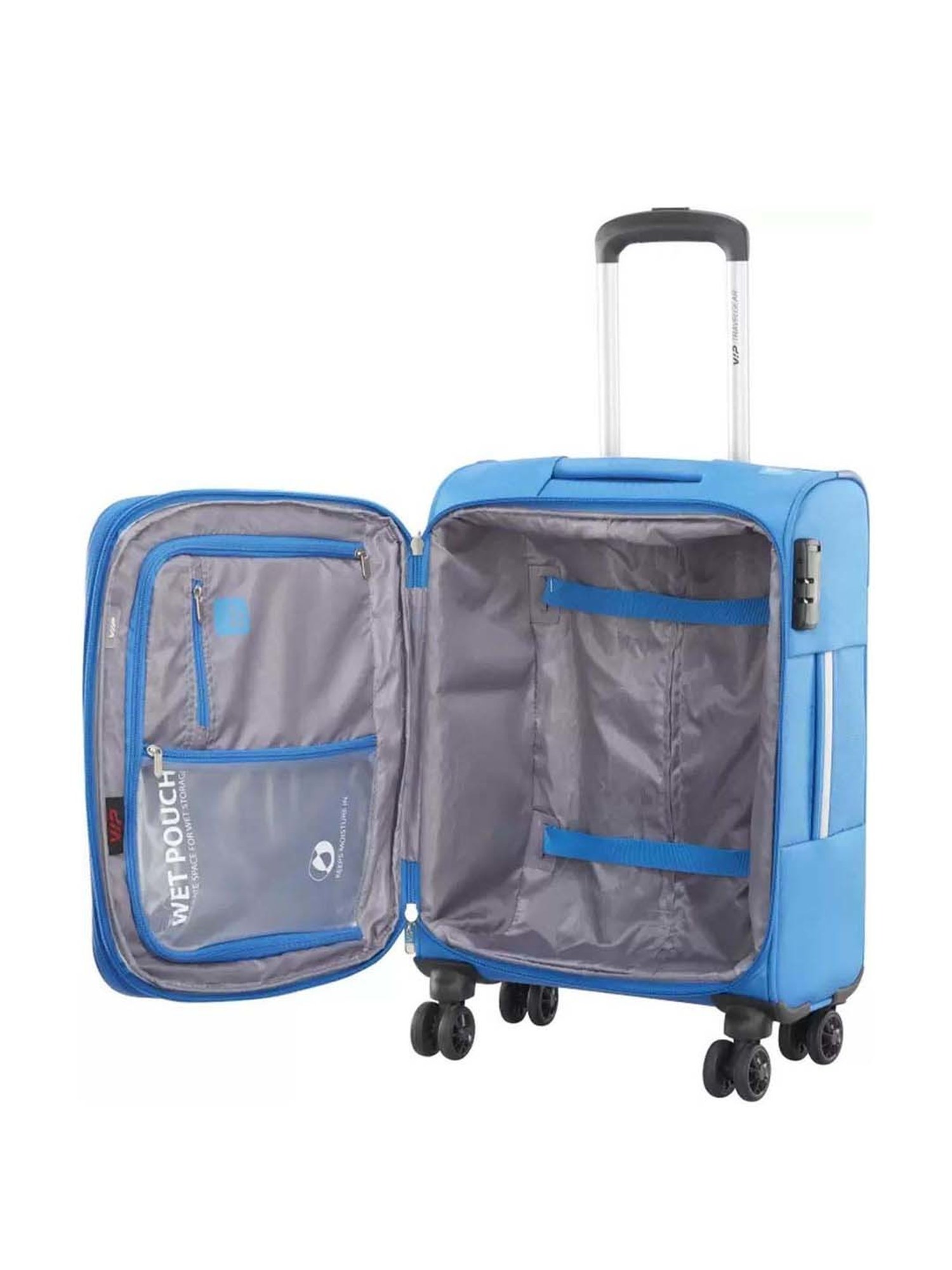 VIP Zion Nxt Str Exp Blue Solid Soft Cabin Trolley Bag - 55 cm