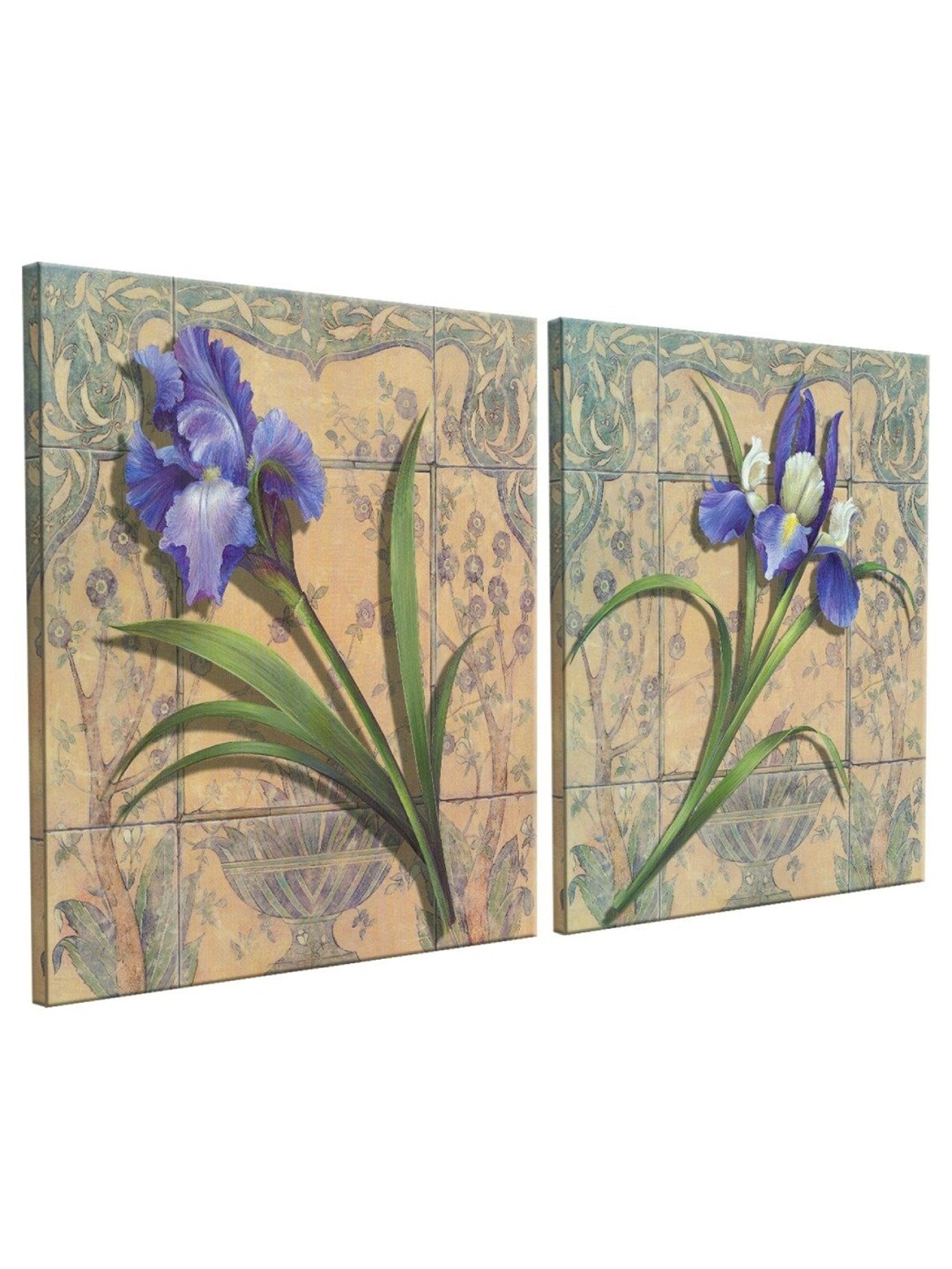 Art Street Tulip Printed Blue Cotton Canvas Wall Art - Set Of 2