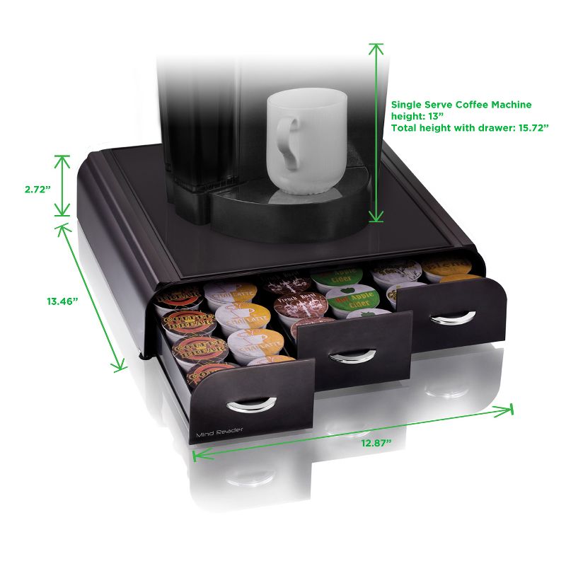 Mind Reader 36 Capacity 'Anchor' Triple Drawer K-Cup Coffee Holder Drawer, Black