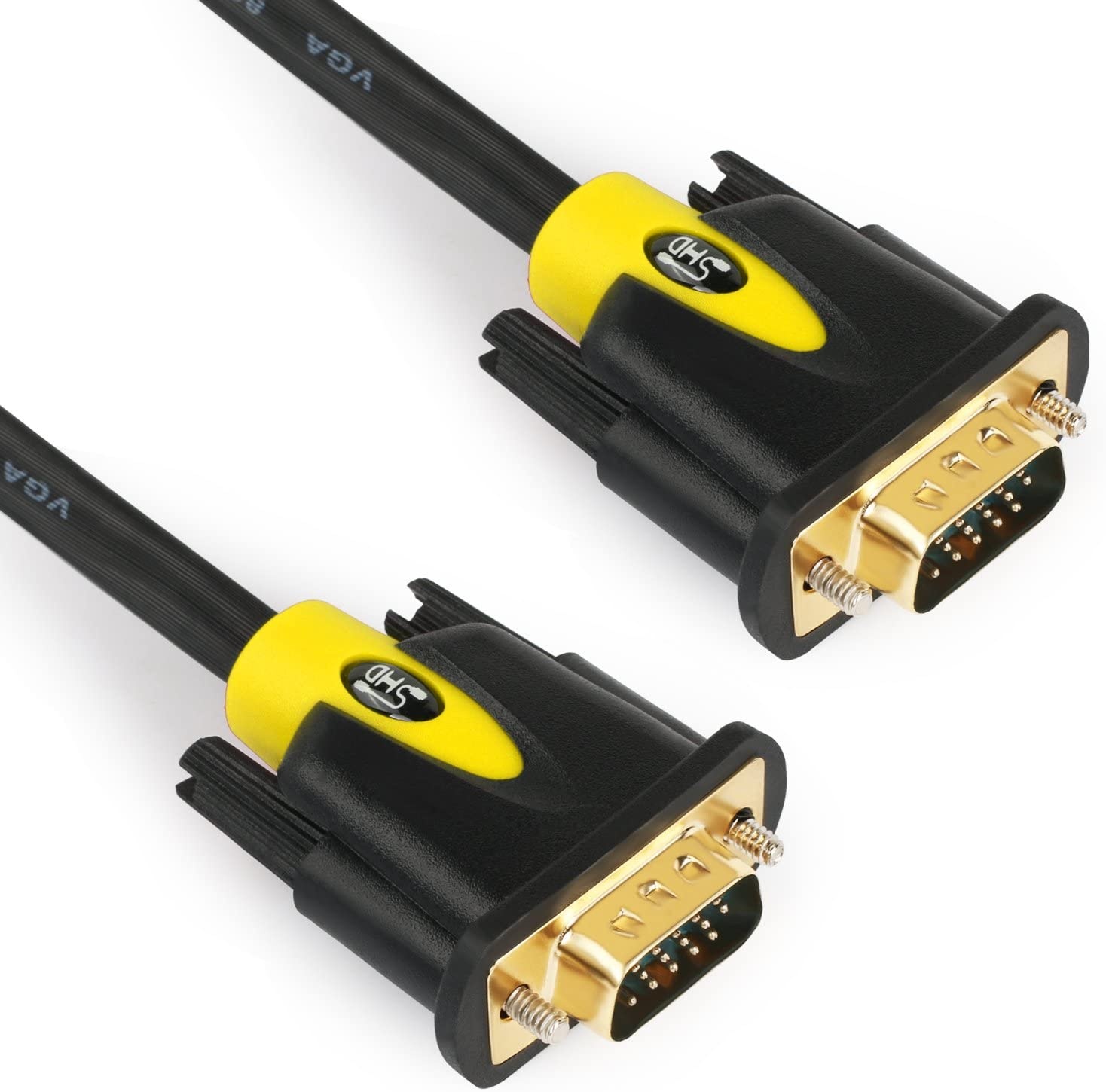 VGA Cable 3FeetSHD VGA to VGA Monitor Cable HD15 SVGA for PC Laptop TV Projector Black and Yellow Color