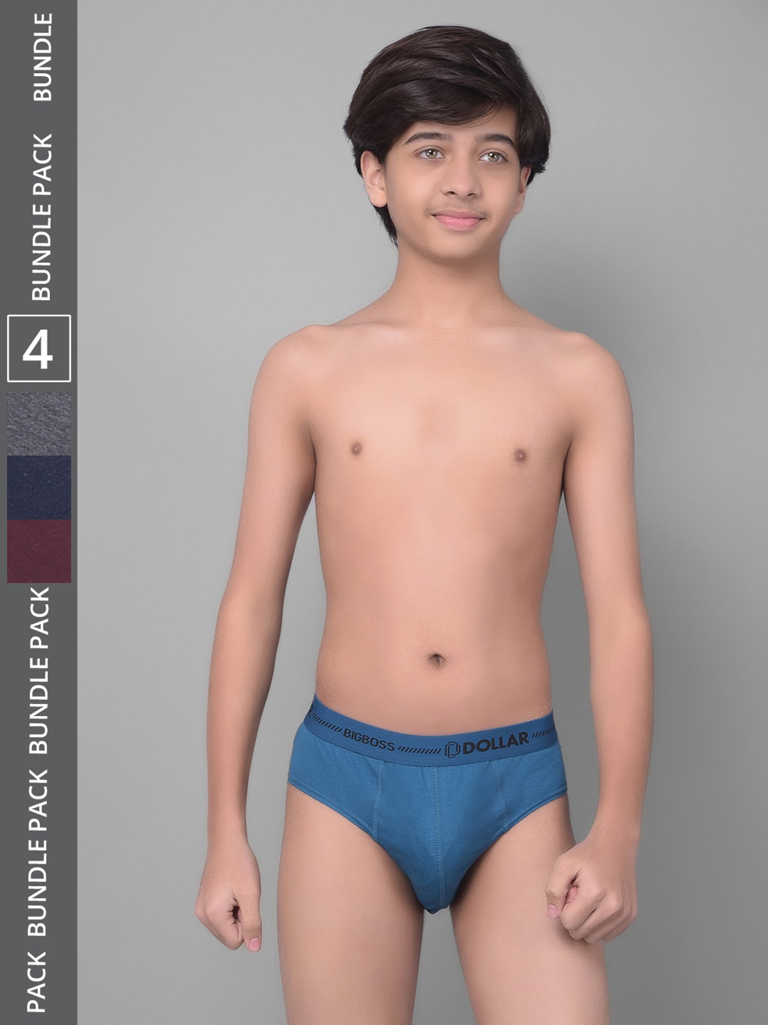Frenchie Kids Pink & Grey Solid Briefs (Pack Of 2)
