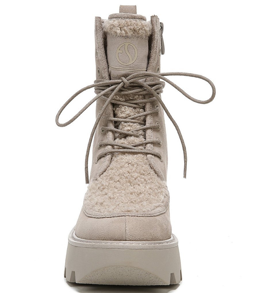 Franco Sarto Margey2 Suede Faux Shearling Platform Combat Booties