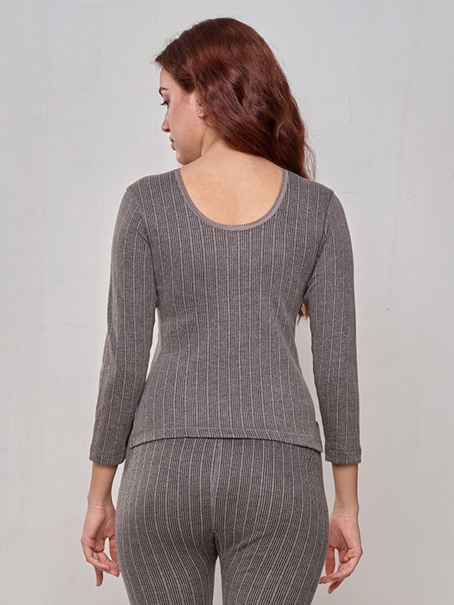 LUX Inferno Grey Striped Thermal T-Shirt - Pack Of 2