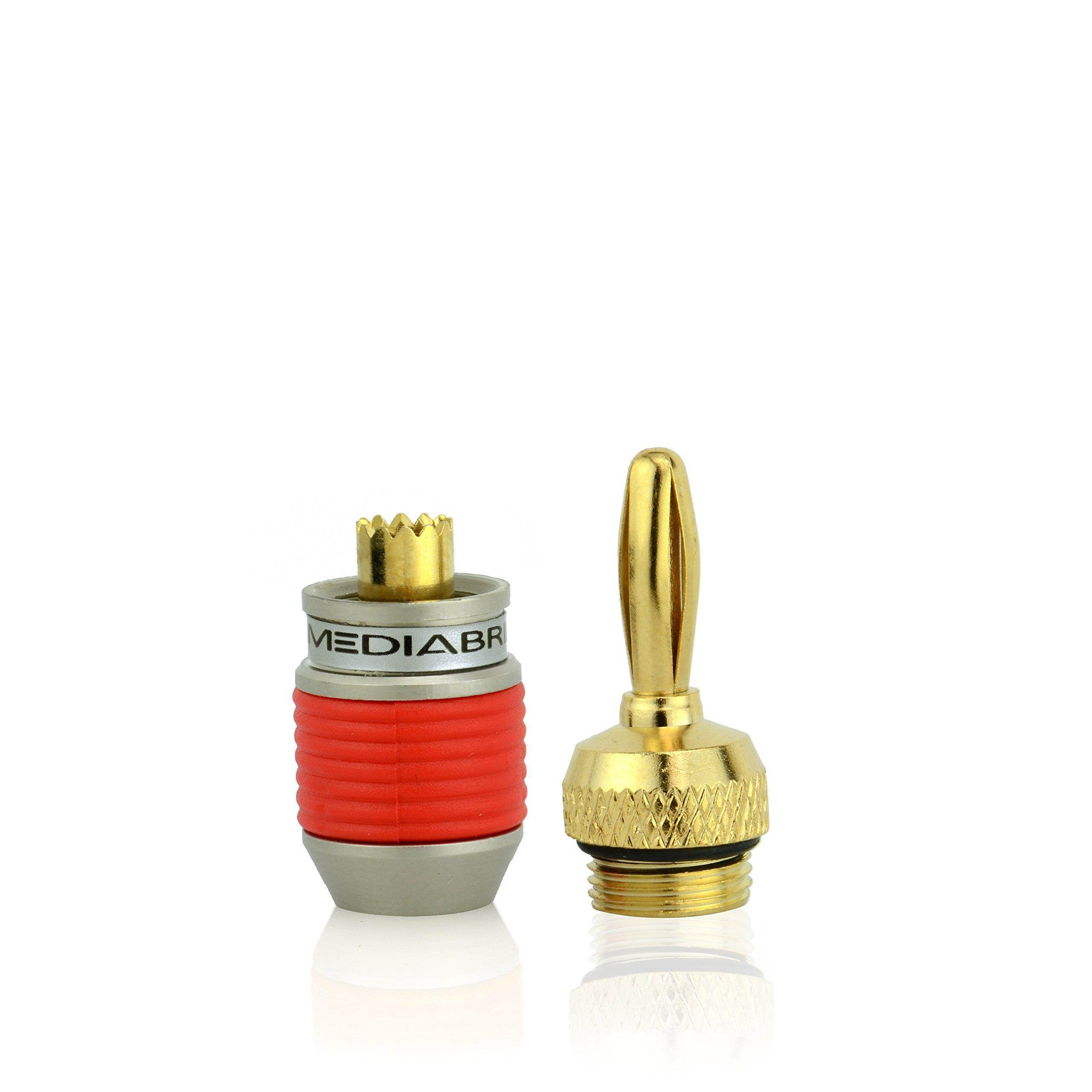 Mediabridge Banana Plugs - Corrosion-Resistant 24K Gold-Plated Connectors - 6 Pair/12 Banana Plugs (Part# SPC-BP2-6 )