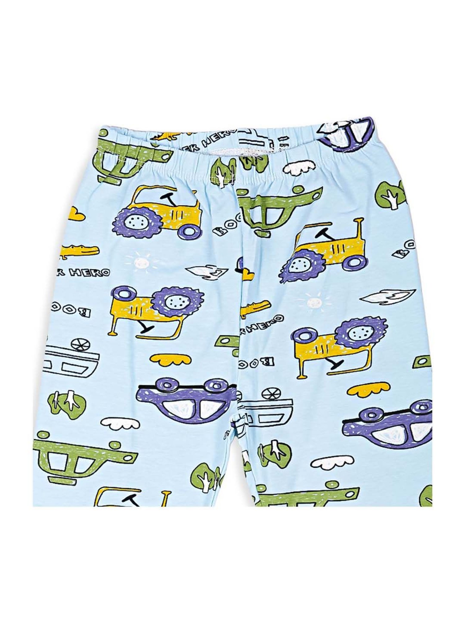 Baby Moo Kids Blue Cotton Printed T-Shirt & Pyjama