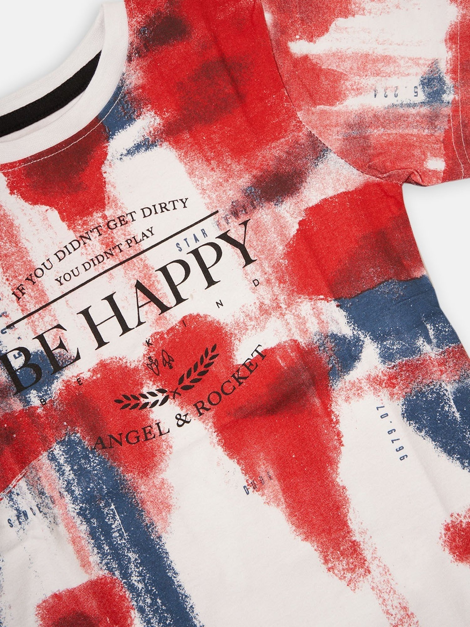 Angel & Rocket Kids White & Red Cotton Printed T-Shirt