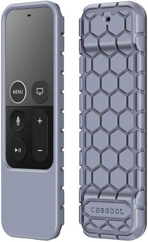 Fintie Protective Case for Apple TV 4K / HD Siri Remote (1st Generation) - Honey Comb Lightweight Anti Slip ShockProof Silicone Cover for Apple TV 4K 5th/ 4th Gen Siri Remote Controller, Lavender Gray
