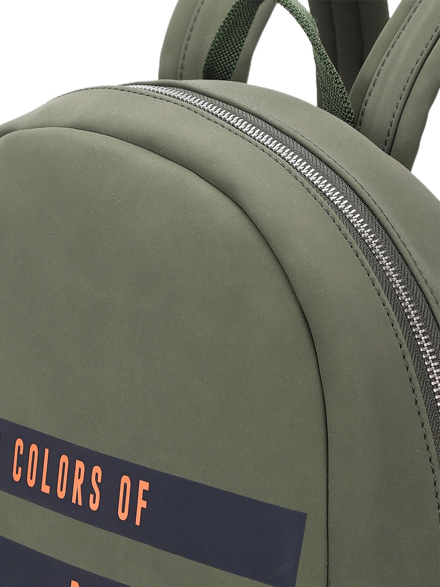 United Colors of Benetton Olive Green Printed Medium Backpack