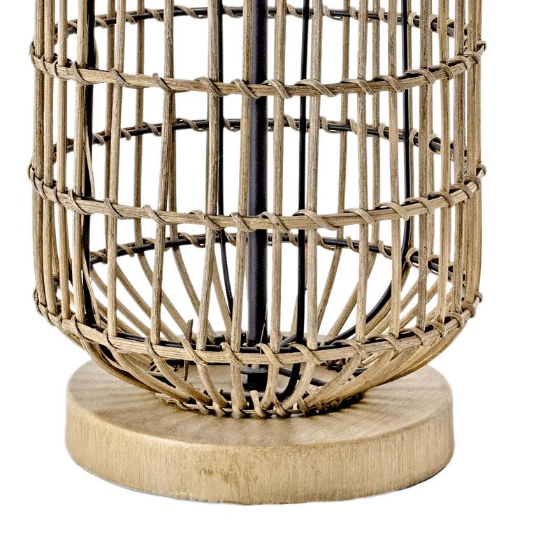 nuLOOM Gretna 25" Rattan & Iron Table Lamp Lighting - Brass 24.5" H x 15" W x 15" D
