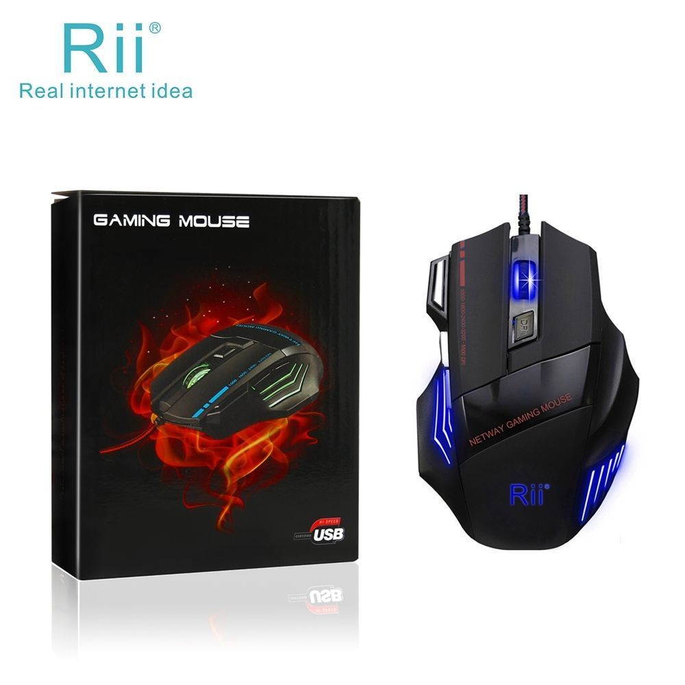Rii USB Wired Gaming Mouse RM600 5500DPI 7 Buttons Computer Mouse Game Mice