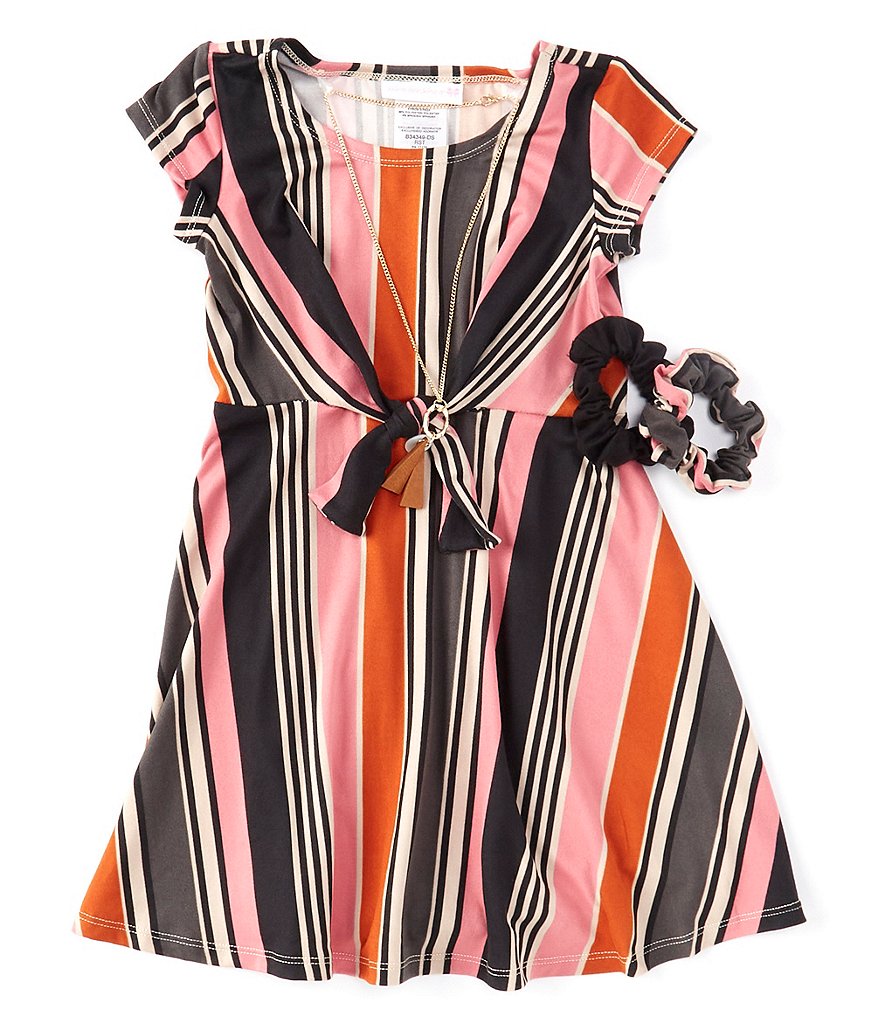 Bonnie Jean Little Girls 4-6X Tie Front Striped Knit Dress