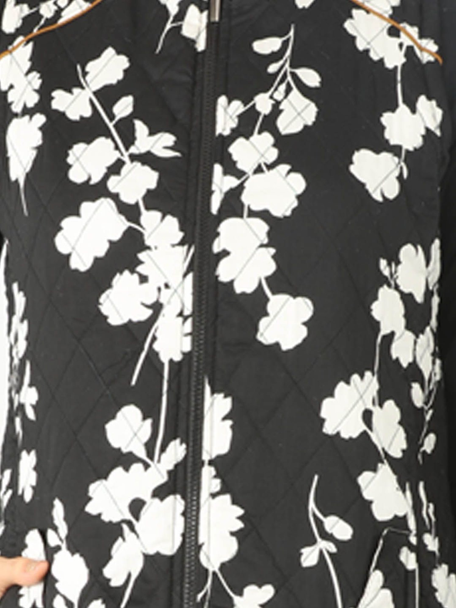 Mustard Black Floral Print Jacket